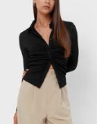 Stradivarius Textured Stretch 90's Shirt In Black