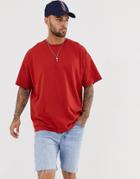Asos Design Oversized Fit T-shirt With Crew Neck In Red - Red