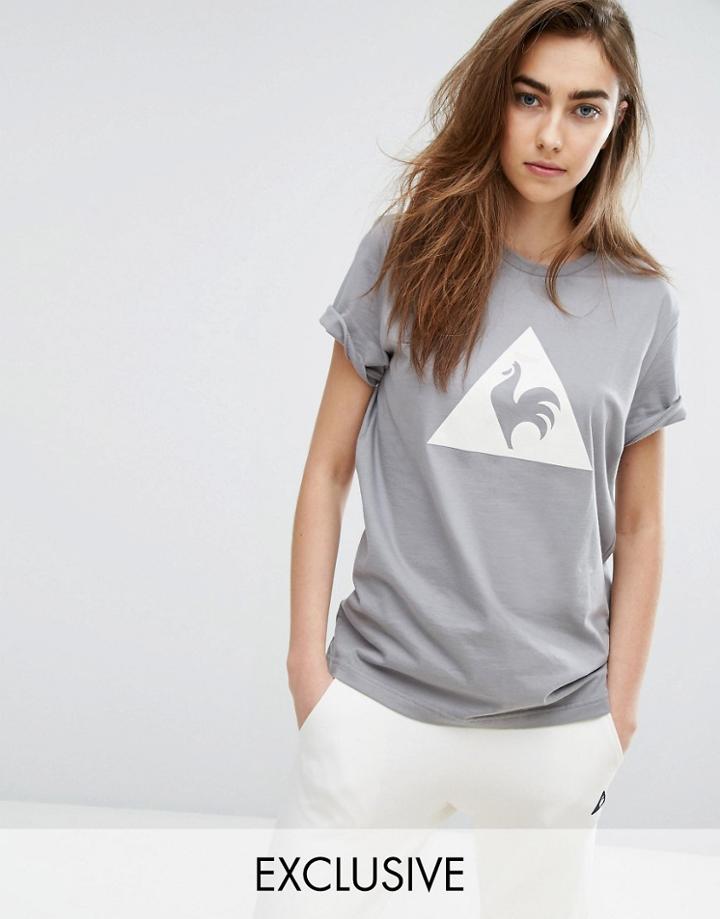 Le Coq Sportif Exclusive To Asos Flocked Logo T-shirt In Gray - Gray