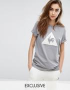 Le Coq Sportif Exclusive To Asos Flocked Logo T-shirt In Gray - Gray