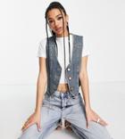 Reclaimed Vintage Inspired Denim Vest In Washed Blue