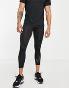 Nike Training Pro Swoosh Outline Graphic 3/4 Length Compression Leggings In Black
