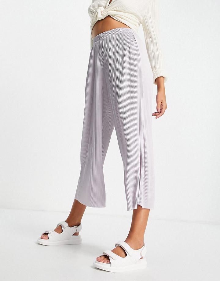 Asos Design Plisse Culotte Pants In Lavender Blue-blues