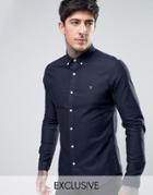 Farah Stretch Skinny Fit Oxford Shirt Buttondown Exclusive In Navy - Navy