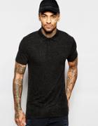 Asos Muscle Textured Jersey Polo - Charcoal Marl