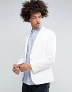 Asos Super Skinny Jersey Blazer In White - White