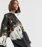 Na-kd Print Sweatshirt In Black - Black