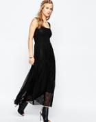 Navy London Lace Tiered Maxi Dress - Black