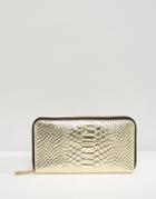 Asos Snake Embossed Leather Purse - Gold
