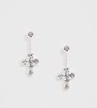 Asos Design Sterling Silver Earrings With Mini Crystal Cross Drop - Silver