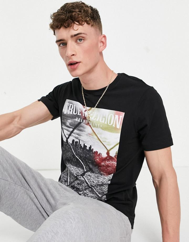 True Religion Chainlink City Crew Neck T-shirt-black
