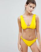 Asos Fuller Bust Knot Minimal Crop Bikini Top Dd-g - Yellow