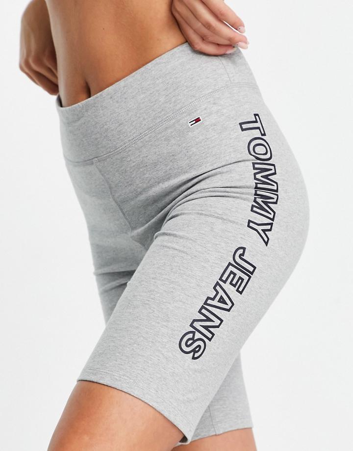 Tommy Jeans Leg Logo Legging Shorts In Gray-grey