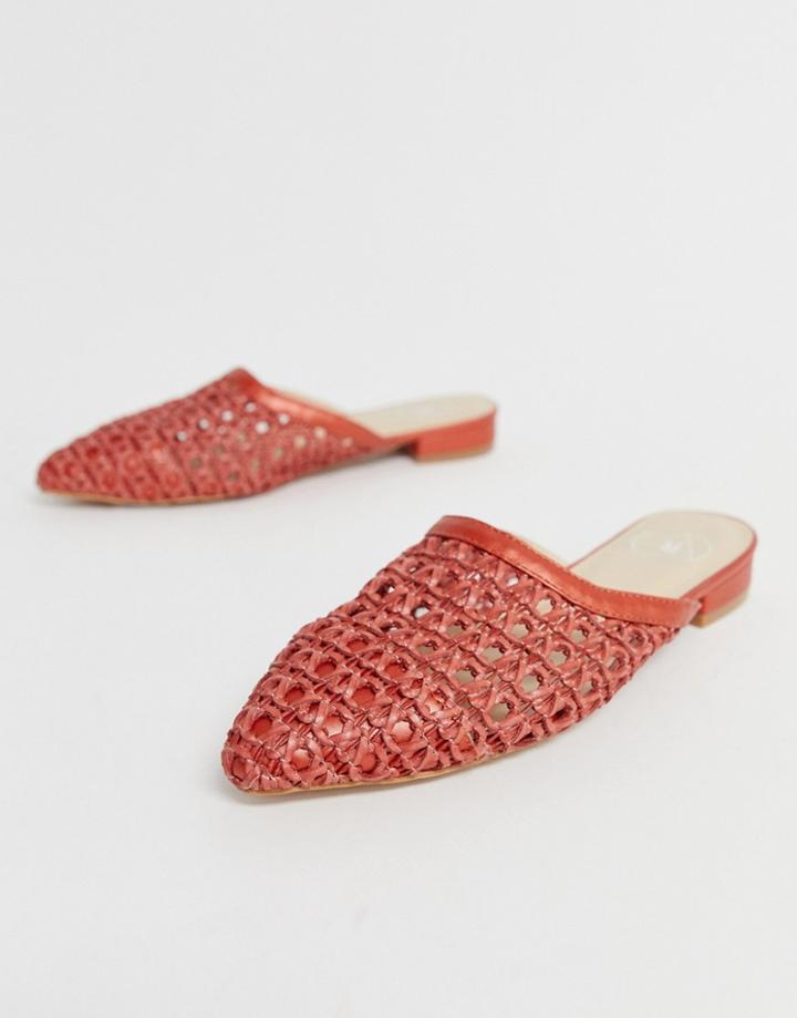 Missguided Raffia Mules In Terracotta-red