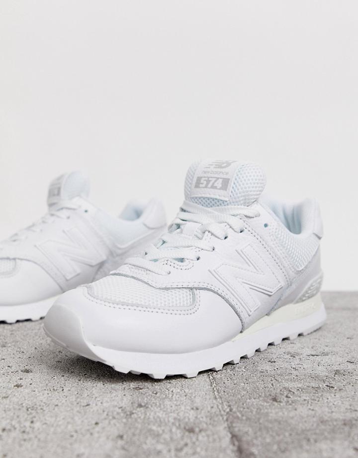 New Balance 574 Triple White Sneakers