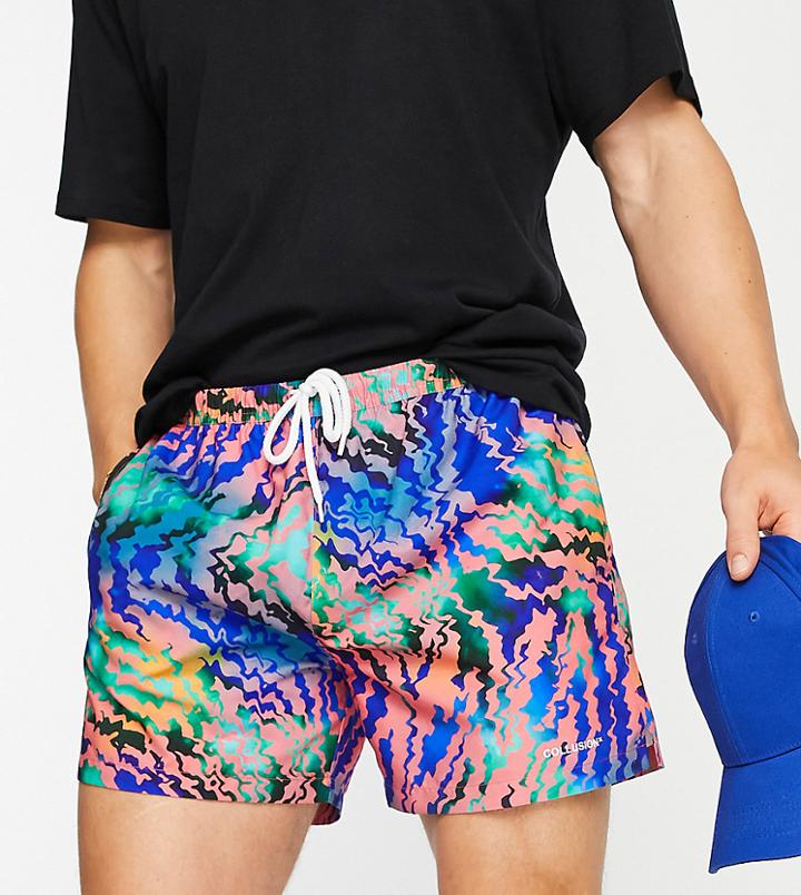 Collusion Swim Shorts In Abstract Tiger Print-multi