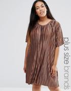 Alice & You Plisse T-shirt Swing Dress - Brown