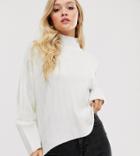 Micha Lounge High Neck Sweater In Wide Rib Knit-cream