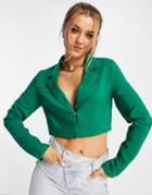 In The Style X Anastasia Kingsnorth Cropped Blazer In Green - Part Of A Set