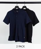 Jack & Jones Essentials 2-pack Polo In Black And Navy-multi