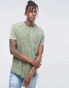 Asos Longline T-shirt In Acid Wash Green - Pale Green