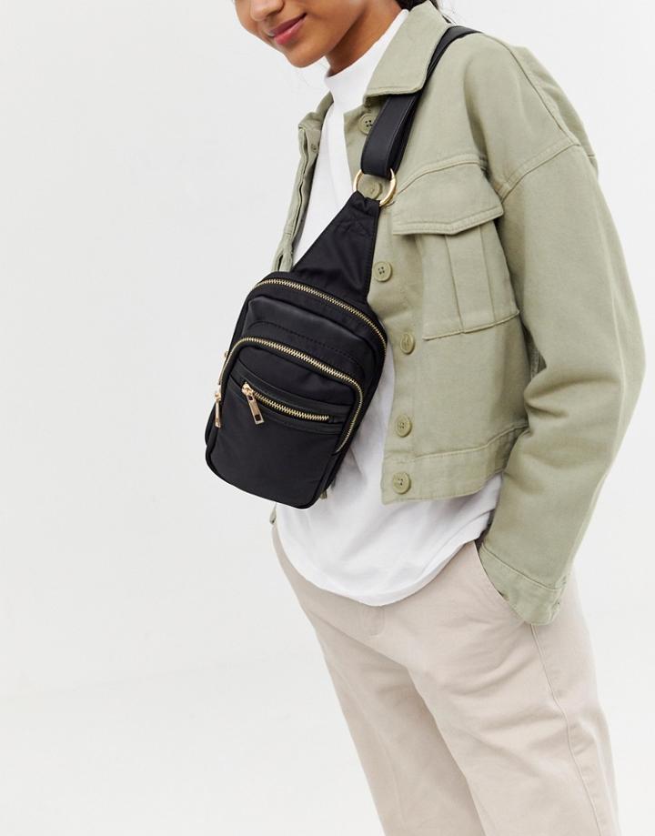 Asos Design Utility Zip Sling Bag - Black