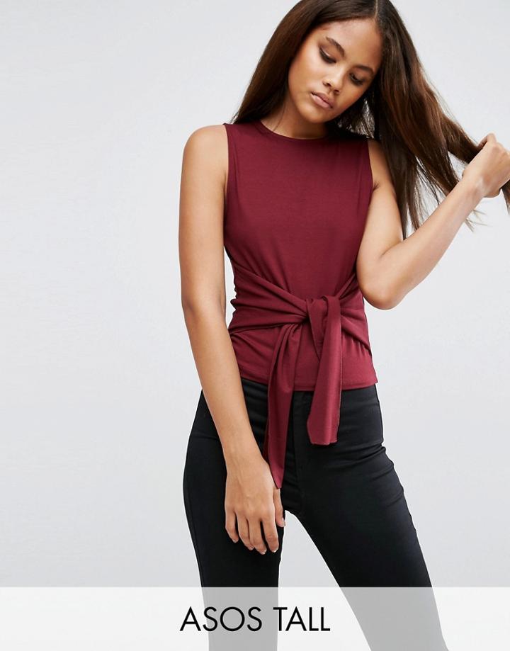 Asos Tall Top With Obi Tie - Red