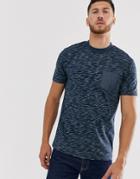Asos Design T-shirt In Inject Fabric With Woven Pocket In Navy