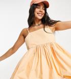 Asos Design Tall Blouson Mini Dress With Ruched Skirt And Ruffle Hem In White