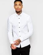 Asos Skinny Shirt With Button Down Collar And Contrast Buttons - White
