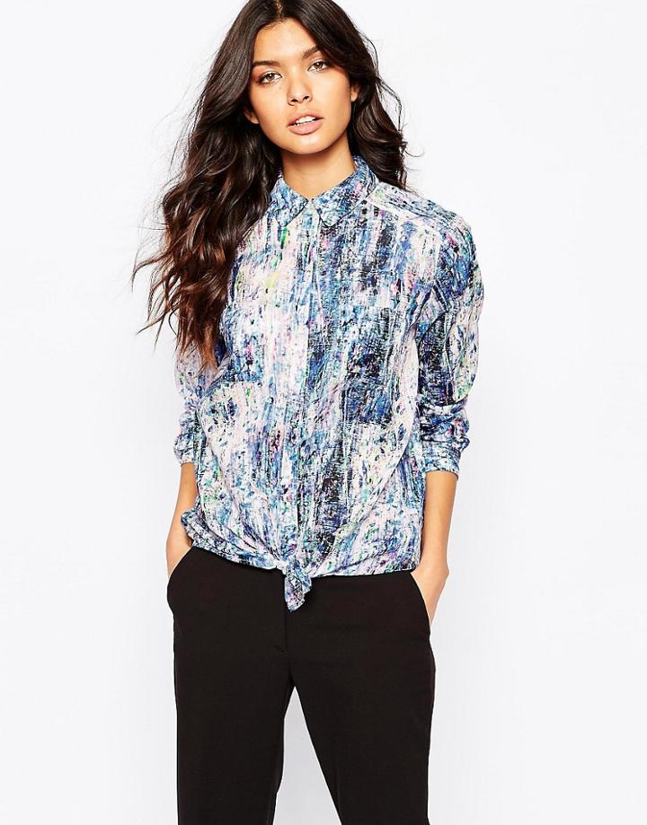Boss Orange Ejey Knot Front Blouse In Abstract Print - Open Miscellaneous