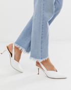 Asos Design Savannah Slingback Kitten Heels In White - White