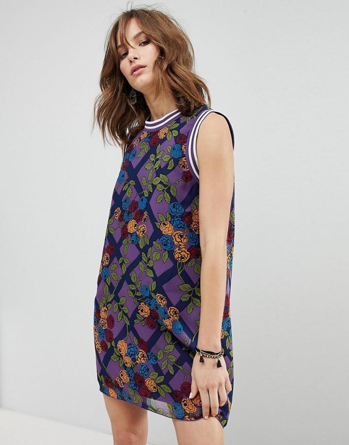 Anna Sui Rose Trellis Chiffon Shift Dress - Multi