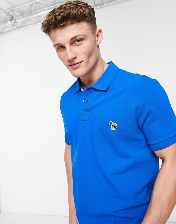 Ps Paul Smith Zebra Logo Polo In Bright Blue-blues