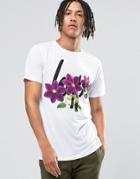 Hype T-shirt With Floral Logo And Back Print - White