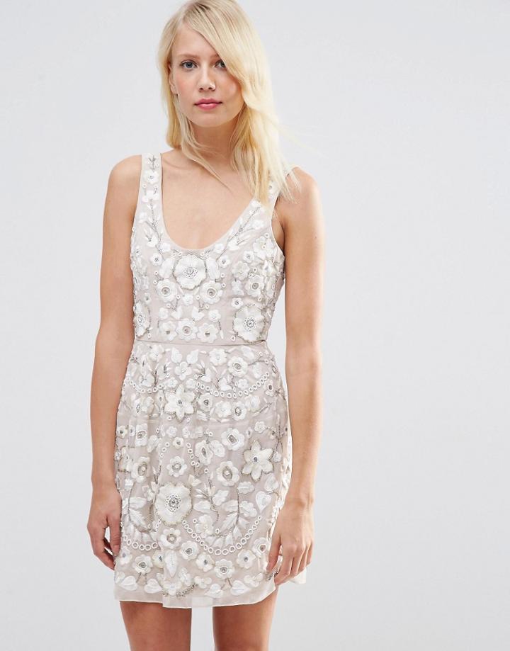 Needle & Thread Blossom Embroidery Prom Dress - Rose Beige