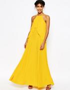 Asos Ruffle Pleated Maxi Dress - Yellow