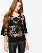 Only Lace Cropped Top - Black