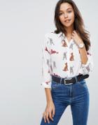 Asos Leopard Print Conversational Blouse - Multi