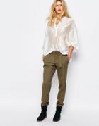 Sessun Loose Pants In Khaki - Green
