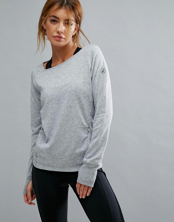 Asics Fuzex Crew Neck Top In Gray - Gray