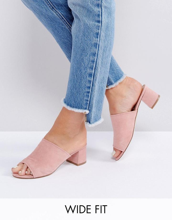New Look Wide Fit Heeled Mule Sandals - Pink