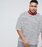 Asos Design Plus Oversized Stripe T-shirt - Multi