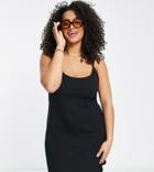 Asos Design Curve 90s Ribbed Cami Flippy Mini Dress In Black