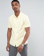 Asos Regular Fit Laundered Shirt With Revere Collar In Yellow - Yellow