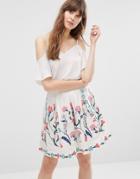 Vero Moda Floral Flippy Skirt - Snow White
