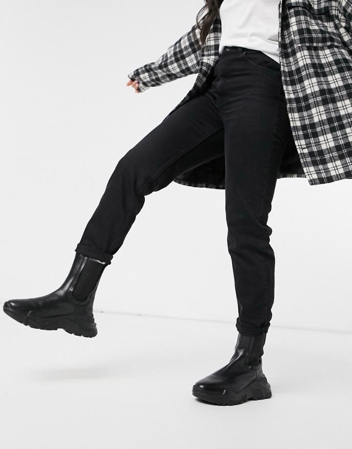 Bershka Mom Jean In Black