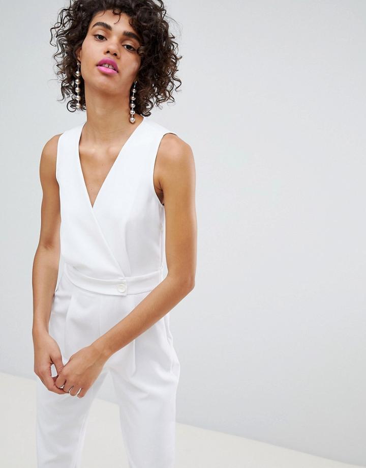 Stradivarius Tailored Jumpsuit - White