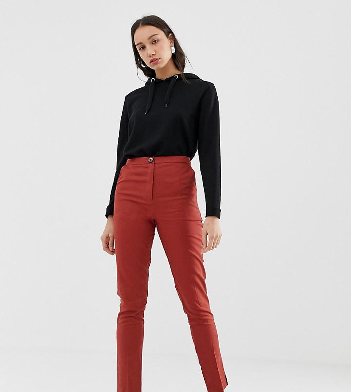 Asos Design Tall Linen Clean Cigarette Pants - Red