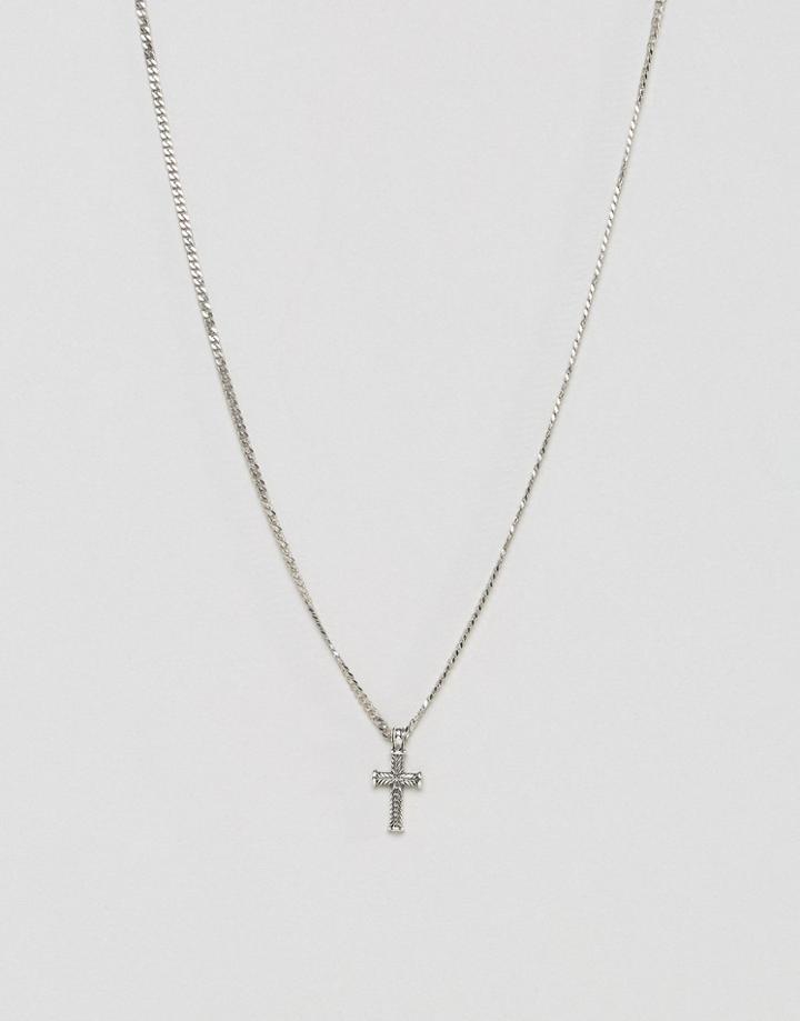 Icon Brand Mini Cross Pendant Necklace In Antique Silver - Silver